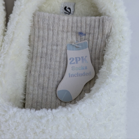 Espresso Martini Slipper Embroider Sherpa  Memory Foam Slip On Ivory M (7/8) NWT - Picture 3 of 14